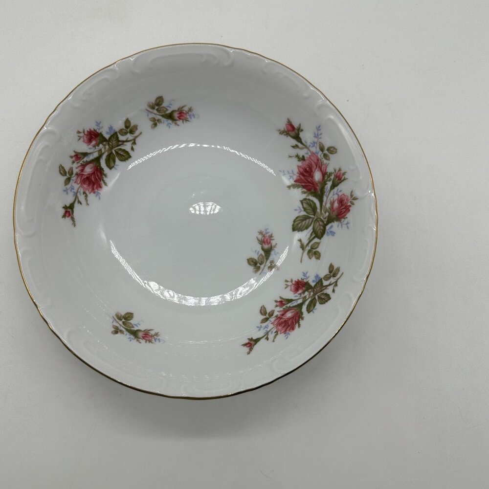 Vintage Grantcrest Royal Rose Round Vegetable Bowl 9" Pink Gold Trim